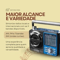 Rádio Portátil 1088 Bluetooth Bivolt: Som em Qualquer Lugar com USB, SD e Pilhas! - imagem 3