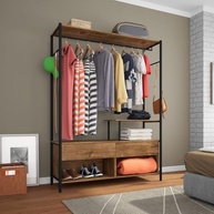 Guarda-Roupa Casal Barcelona 2 Gavetas Preto/Demolição - Organize seu Quarto com Estilo - imagem 3