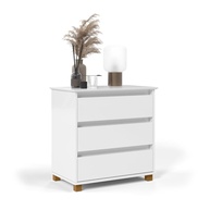 Mini Cômoda 3 Gavetas com Pés em Madeira - Organizador de Quarto Moderno (Branco) - imagem 1