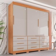 Guarda-Roupa Casal 3 Portas 9 Gavetas Luana Cinamomo/Off-White - Organização e Estilo para seu Quarto - imagem 2