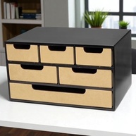 Gaveteiro Organizador 6 Gavetas para Escritório e Quarto - Design Moderno Preto - imagem 3