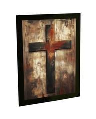 Quadro Decorativo Religioso com Moldura - Cruz de Jesus Cristo para Decoração de Quarto e Sala - imagem 1