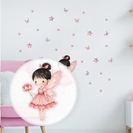 Adesivo de Parede Infantil Fadas - Lavável, Seguro e com Fácil Aplicação para Quarto de Menina - imagem 3