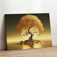Quadro Decorativo Arvore Dourada 100x70cm - Canvas Moderno para Sala, Quarto e Escritório - imagem 3