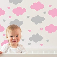 Adesivo de Parede Infantil Nuvens e Corações - Decore com Magia o Quarto da Criança - imagem 3
