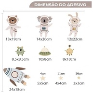 Adesivo de Parede Infantil Animais Astronautas - Design Espacial Lavável e Seguro para Quarto de Bebê - imagem 4
