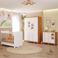 Quarto Bebê Completo: Berço 3 em 1 + Guarda Roupa + Cômoda - imagem 1