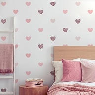 Adesivo de Parede Corações Rosa com Glitter para Quarto de Menina - 60 Unidades Decorativas com Brilho - imagem 4