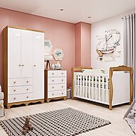 Quarto de Bebê Nina: Berço, Guarda-Roupa e Cômoda - imagem 1