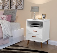 Mesa de Cabeceira com 2 Gavetas Italia Branco – Estilo e Organização para seu Quarto - imagem 1