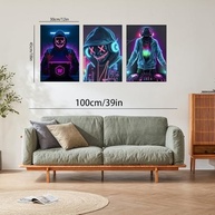 Conjunto de 3 Tela Art Deco Gamer - Decoração Moderna para Sala de Jogos, Escritório e Quarto - imagem 3