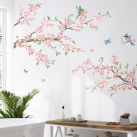 Adesivos de Parede Flor Rosa SHUCHING - Vinil Decorativo Descascar e Colar para Quarto e Sala - imagem 5