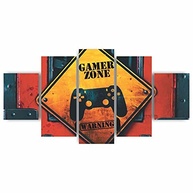 Quadros Decorativos MDF Gamer Zone Warning Area - Estilo Game para Sala e Quarto - imagem 2