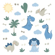 Adesivo de Parede Infantil Dinossauros Azul - Decore o Quarto com Diversão e Segurança - imagem 1