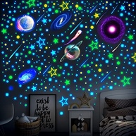 518 Adesivos que Brilham no Escuro - Estrelas e Planetas para Decoração de Quarto Infantil e Galáxia - imagem 4
