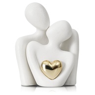 Mini Estátua de Casal em Cerâmica - Decoração Moderna para Sala de Estar, Quarto e Criado-mudo - imagem 1