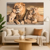 Quadro Decorativo Família de Leões em Canvas - Estilo Moderno para Sala, Quarto e Consultório - imagem 4