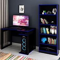 Quarto Gamer Preto/Azul: Organize e Domine! - imagem 1