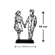 Enfeite Casal Geométrico Moderno | Escultura Decorativa para Sala e Quarto | Presente Romântico Elegante 18x12.5cm - imagem 3