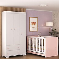 Quarto Infantil Algodão Doce: Berço 3 em 1 + Guarda-Roupa - imagem 1
