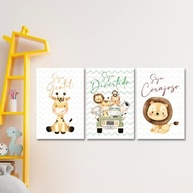 Kit 3 Quadros Safari Infantil - Decore o Quarto com Estilo e Imaginação - imagem 3