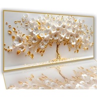 Quadro Decorativo Árvore da Vida 110x70 - Arte Moderna com Pétalas Brancas para Sala e Quarto - imagem 4