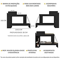 Beliche Havana Preto com Colchão: Otimize o Quarto! - imagem 2