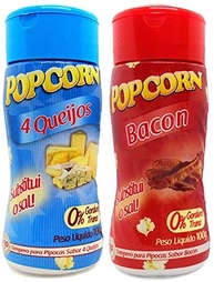Temperos P/ Pipoca Popcorn Cx 12 Frascos. 6 Quatro Queijos - 6 Bacon - imagem 1