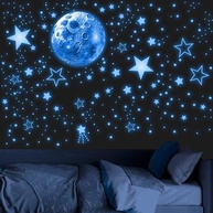 965 Peças Estrelas e Lua que Brilham no Escuro - Decalques de Parede Galáxia para Quarto Infantil - imagem 2