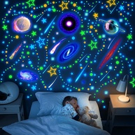 518 Adesivos que Brilham no Escuro - Estrelas e Planetas para Decoração de Quarto Infantil e Galáxia - imagem 1