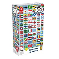 Quebra-Cabeça Bandeiras do Mundo 200 Peças Grow - 04034 - imagem 1