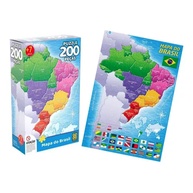 Quebra-Cabeça Mapa do Brasil 200 Peças: Aprenda Brincando! - imagem 1