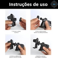 Suporte Celular GPS Carro Universal Ventosa Painel Vidro Rotação 360° Premium Anti Queda Waze Uber E&A - imagem 5