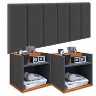 Conjunto Cabeceira Casal Queen 160cm com Mesa de Cabeceira Suspenso e Porta Celular Madri Cinza - imagem 2
