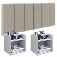Conjunto Cabeceira Casal Queen 160cm com Mesa de Cabeceira Suspenso e Porta Celular Madri (Branco) - imagem 2