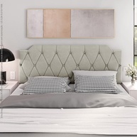 Conjunto Mesa de Cabeceira + Cabeceira Estofada Box para Cama Queen Size Areia - imagem 3