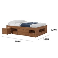 Cama Queen Multifuncional em Madeira Maciça com 6 Gavetas Charme - Charme Inter Link Amêndoa - imagem 3