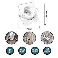 Kit 5 Luminárias LED Quadradas 7W Branco Frio e Quente - imagem 2