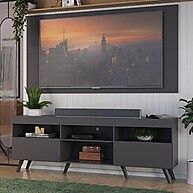 Rack com Painel TV até 65" e Pés Retrô Preto – Flórida Multimóveis - imagem 1