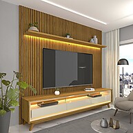 Rack e Painel Ripado TV 75" com LED – Requinte - imagem 1