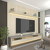 Rack e Painel Ripado TV 90” com LED – Requinte - imagem 1