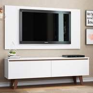 Rack e Painel TV 55" Le Mans Madesa: Branco/Rustic - imagem 1