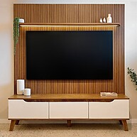 Rack e Painel TV 75" Liverpool: Design 3D e LED - imagem 1