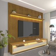 Rack e Painel TV 90” Ripado com LED – Requinte - imagem 1