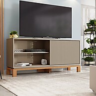 Rack para TV 55 Polegadas com Porta Microrripada Mondrian Freijó - imagem 1