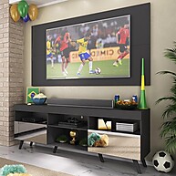 Rack Retrô com Espelho e Painel TV 65” – Estilo e Função - imagem 1