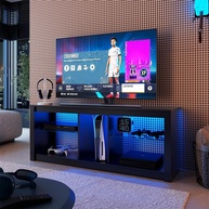 Rack TV 55" Leo Preto: Iluminação LED e Design Moderno - imagem 1