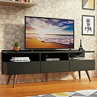 Rack TV 65” Madri Preto Madesa: Elegância e Funcionalidade - imagem 1