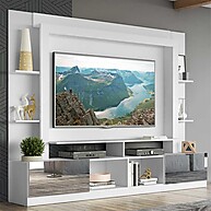 Rack TV 65” Oslo Branco: Espelho + Espaço Inteligente - imagem 1