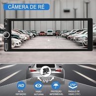 Rádio Automotivo FINYQBET 1 Din com CarPlay, Android Auto, Bluetooth, Câmera de Ré e Controle de Voz - Tela 6.9" HD - imagem 5